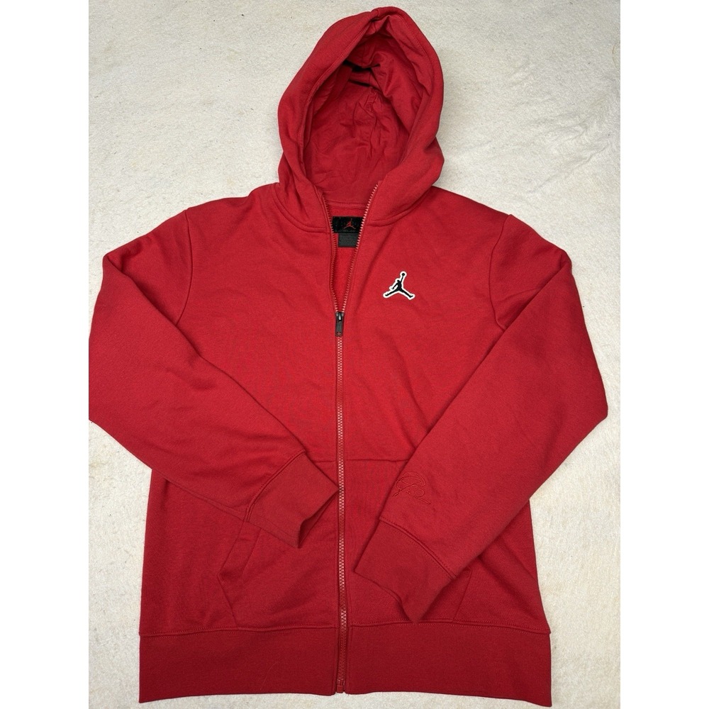 Air Jordan Essentials Youth Red Full‎ Zip Fleece Hoodie Size XL EUC